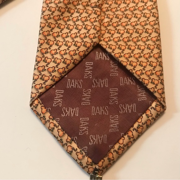 Daks London mouse print silk neck tie orange novelty - Picture 6 of 8